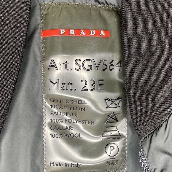 PRADA Mens Gray Full-Zip Nylon Jacket Sz 48 Medium M Wool Collar LOGO - Picture 10 of 15
